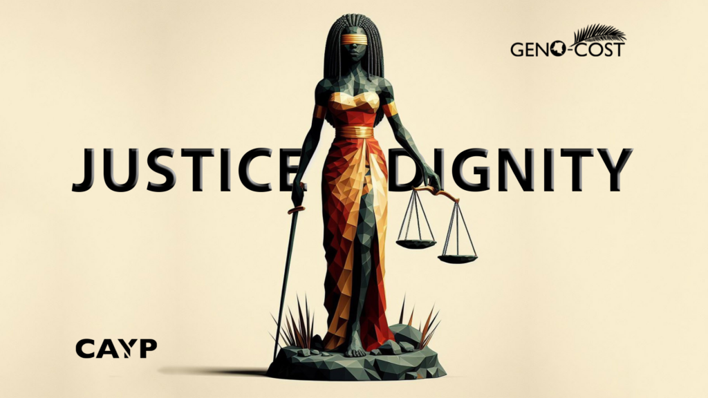 Low poly illustration of a black lady justice holding a sward and a balance standing on a rock